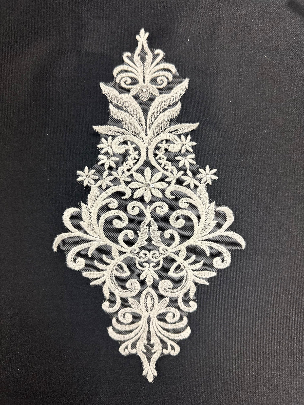 Applique en dentelle perlée ivoire - Zarf