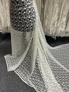Dentelle florale brodée ivoire - Lizzy