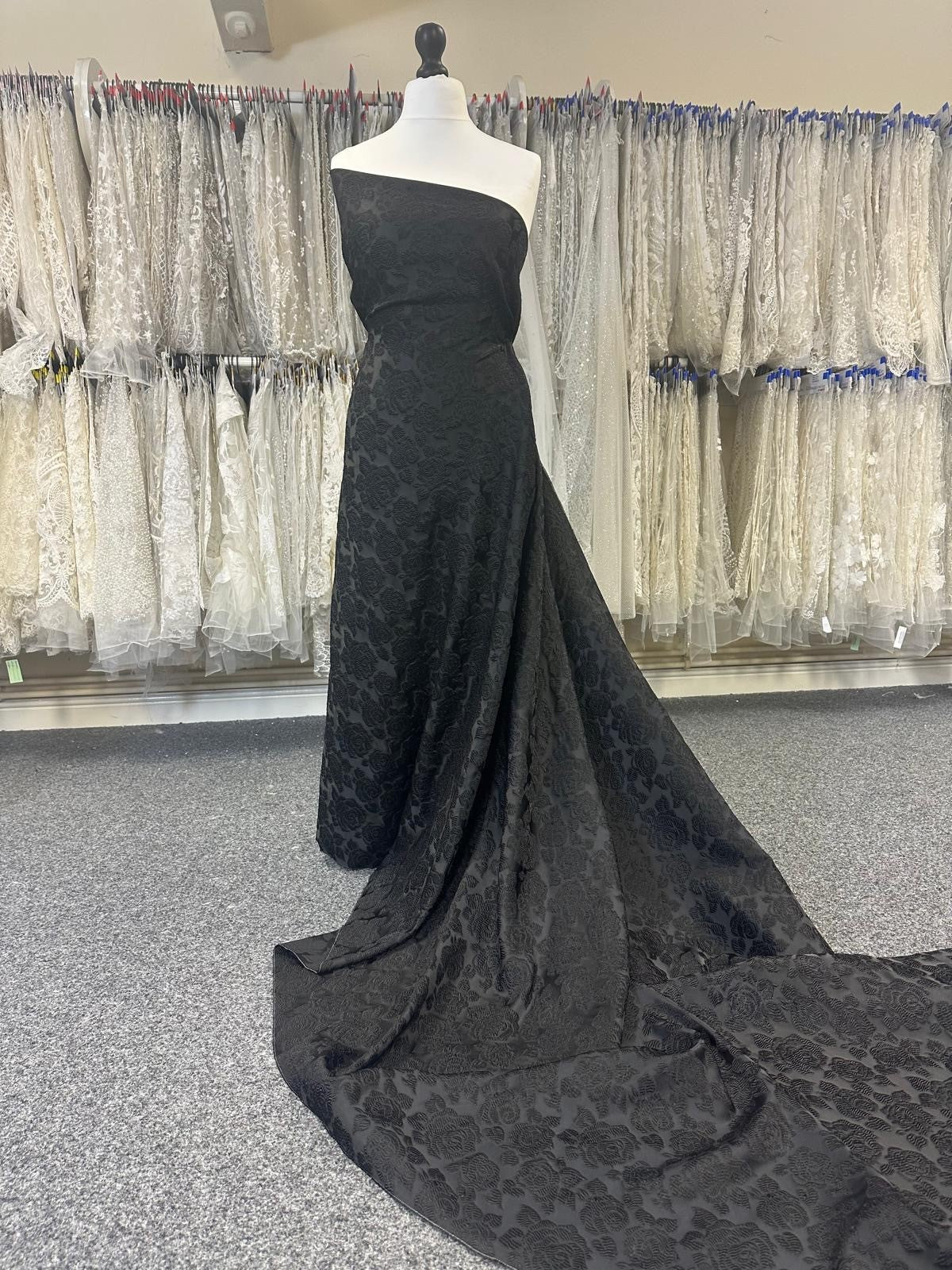 Brocart Jacquard Noir - Fleur
