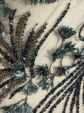 Dentelle bleu marine perlée - Edie