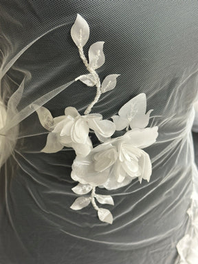 Dentelle florale 3D ivoire - Helzel