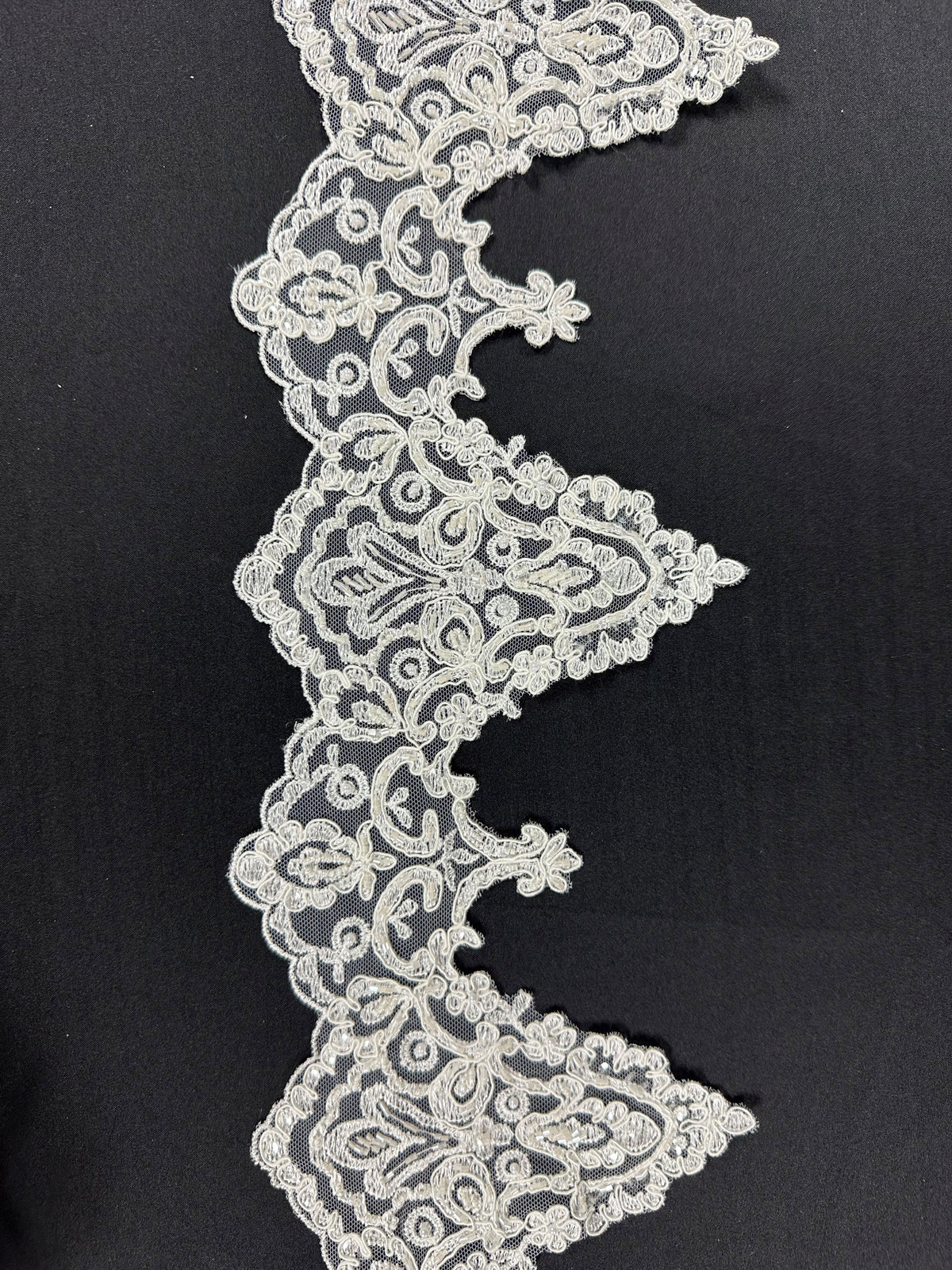 Bordure en dentelle perlée ivoire - Ziggourat