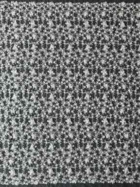 Dentelle brodée ivoire 3D - Savinder