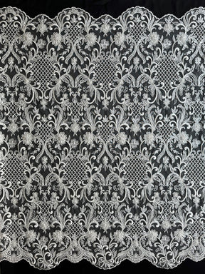 Dentelle à treillis perlée ivoire - Zorb 