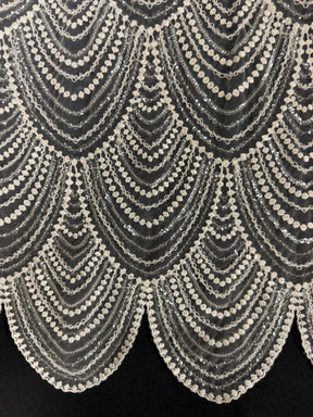 Tulle brodé de perles ivoire - EB1034