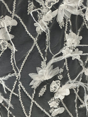 Dentelle de plumes ivoire - Zuly