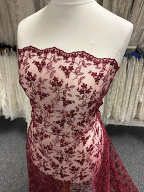Wine Embroidered Lace - P625