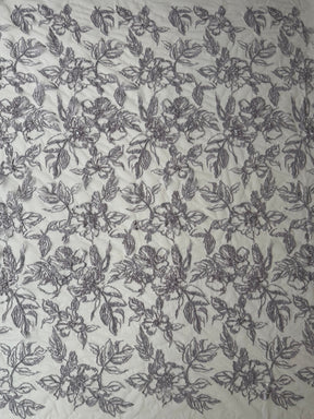 Tulle brodé perlé lavande - EB1100