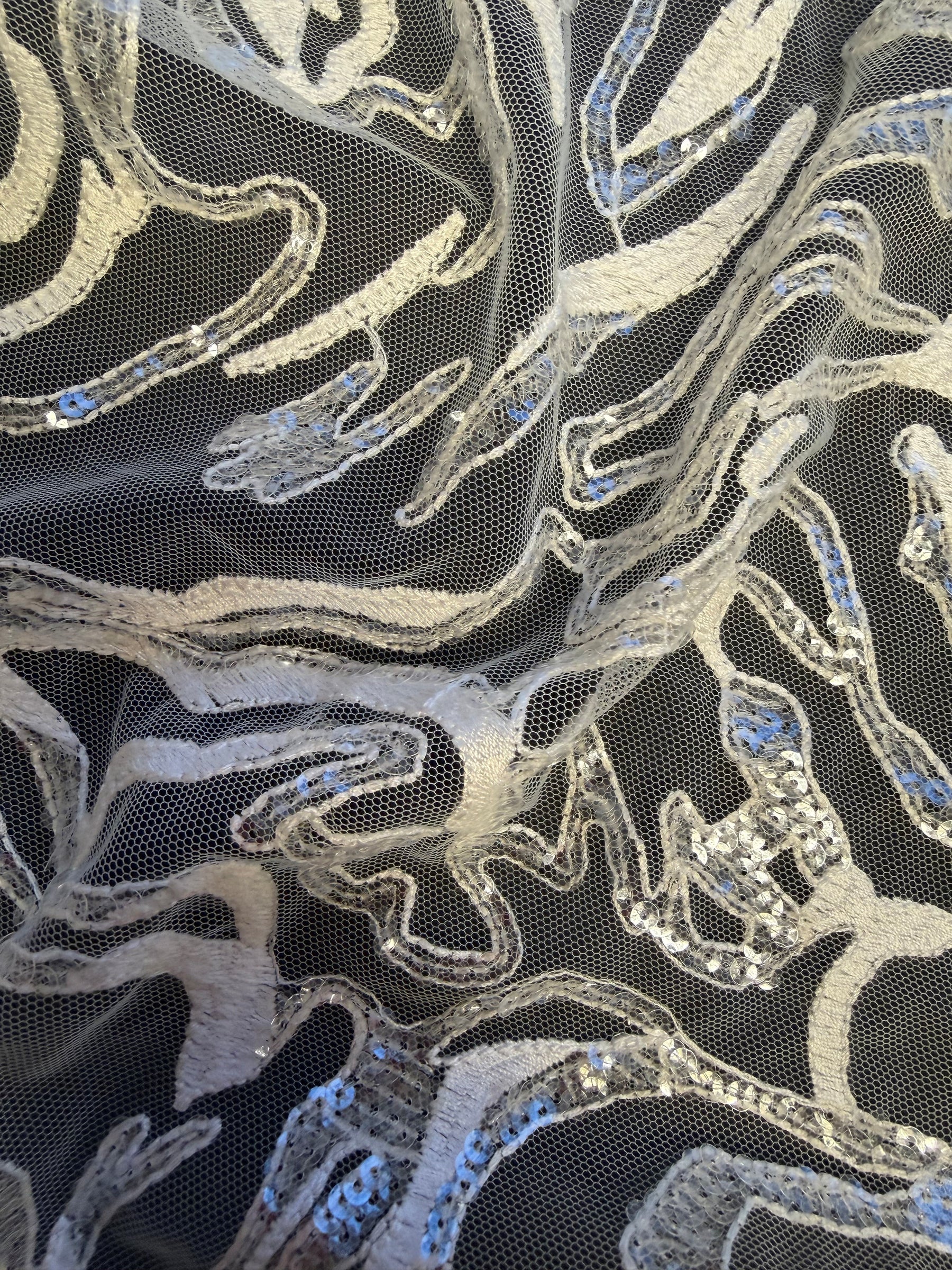 Dentelle à paillettes ivoire - EB3012