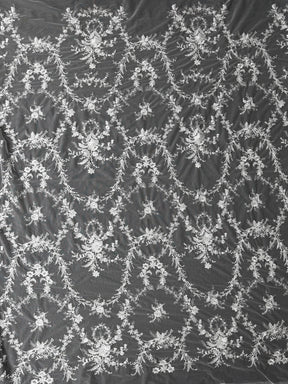 Dentelle brodée ivoire sur ivoire - EB3027