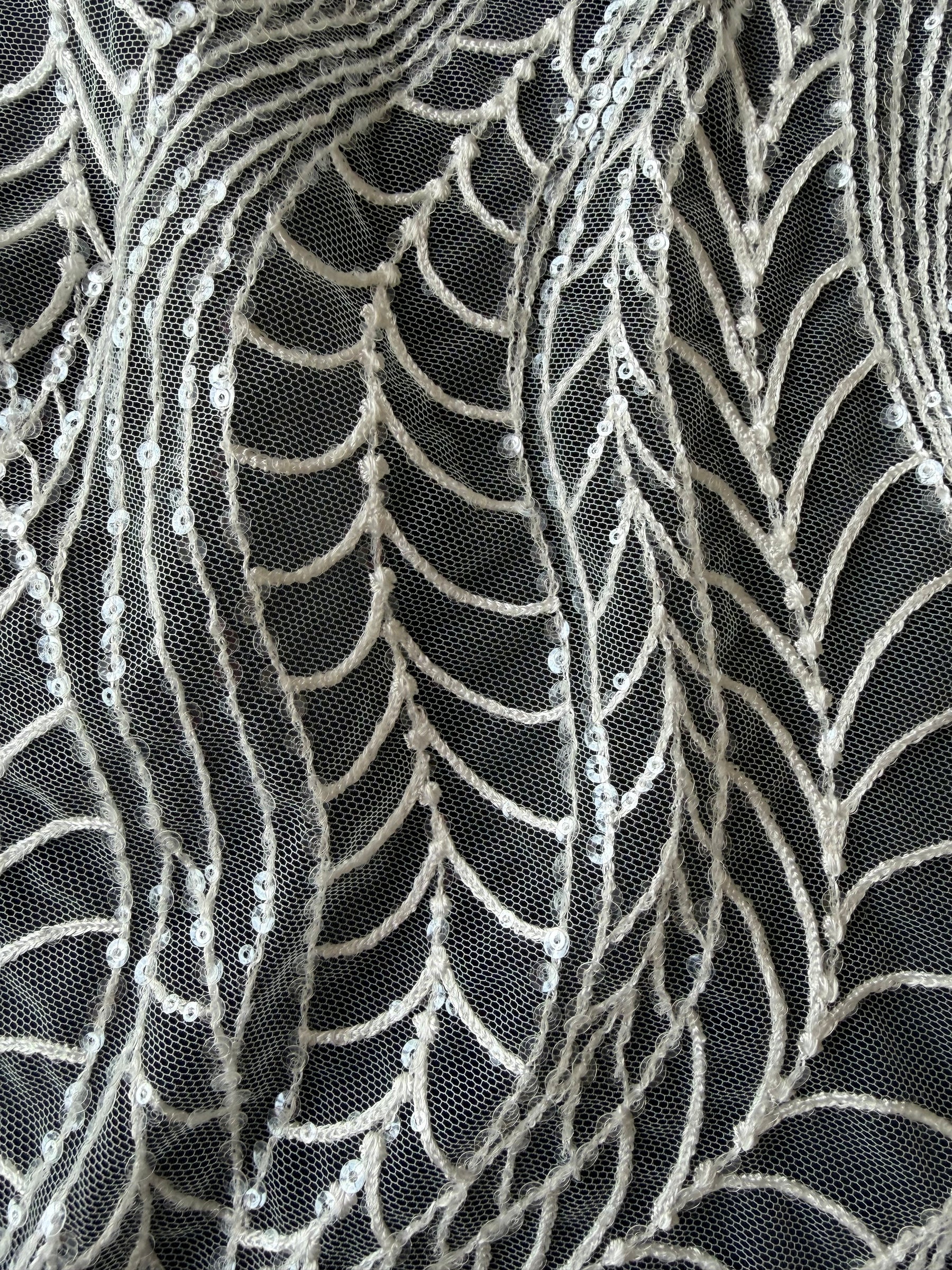 Dentelle de mariée à paillettes ivoire - EB3033