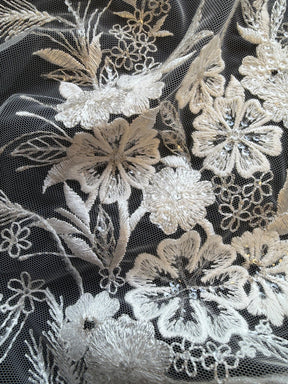 Dentelle brodée de sequins ivoire - EB3036