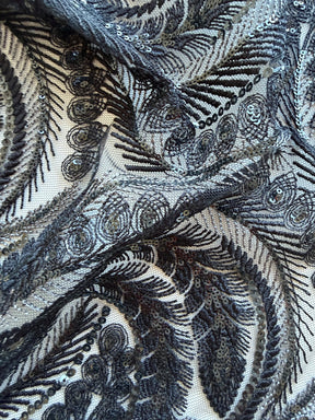 Dentelle à paillettes noires - EB3048