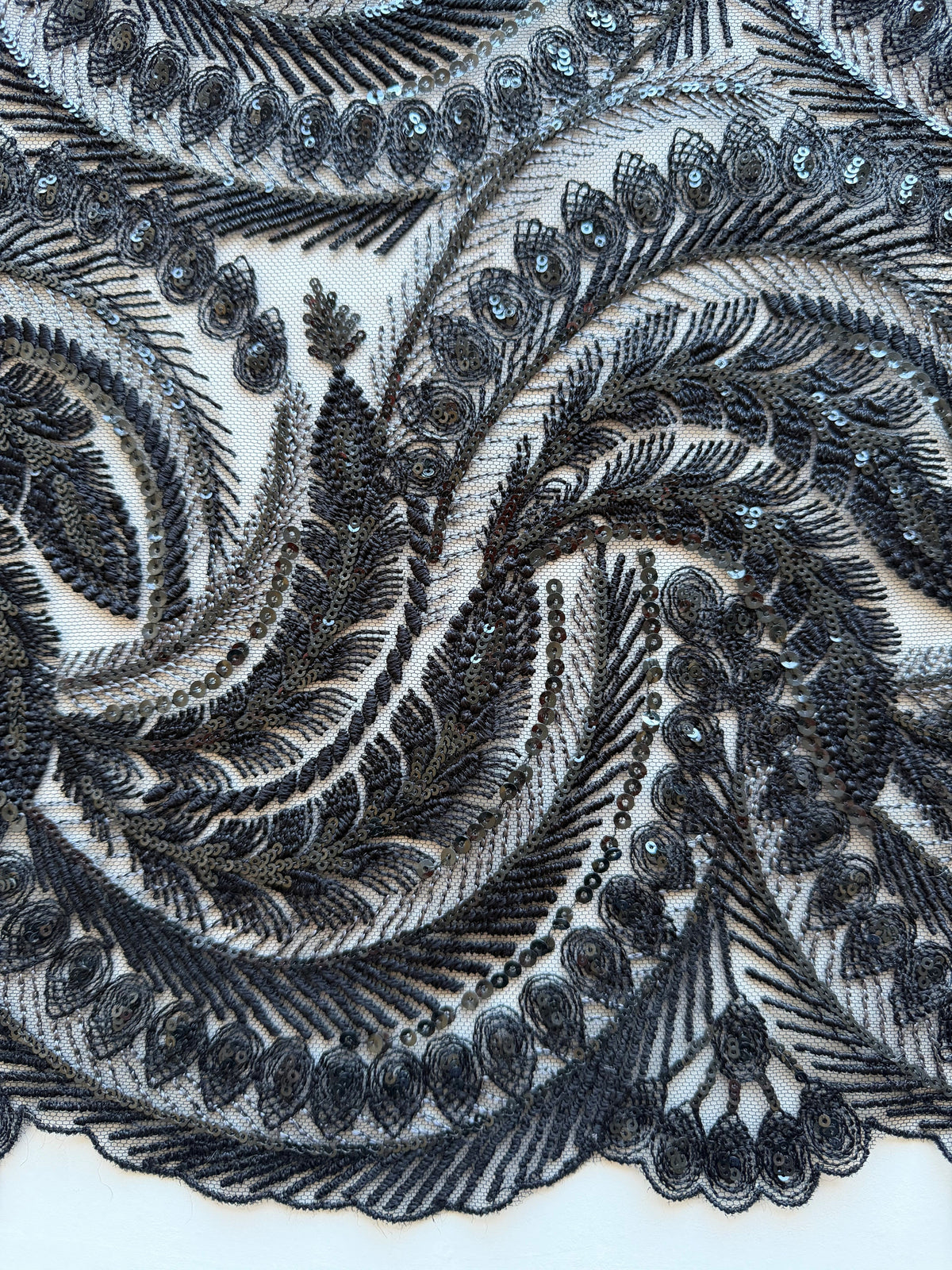 Dentelle à paillettes noires - EB3048