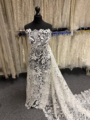Dentelle de mariée à paillettes ivoire - EB3049