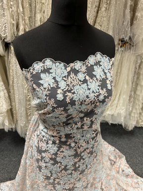 Dentelle brodée rose et bleue - EB3053