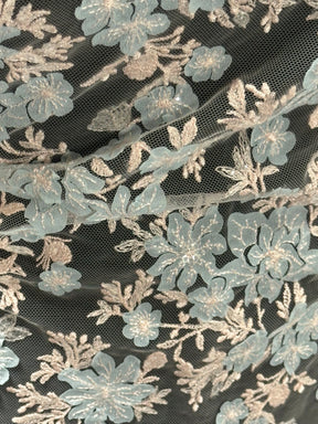 Dentelle brodée rose et bleue - EB3053