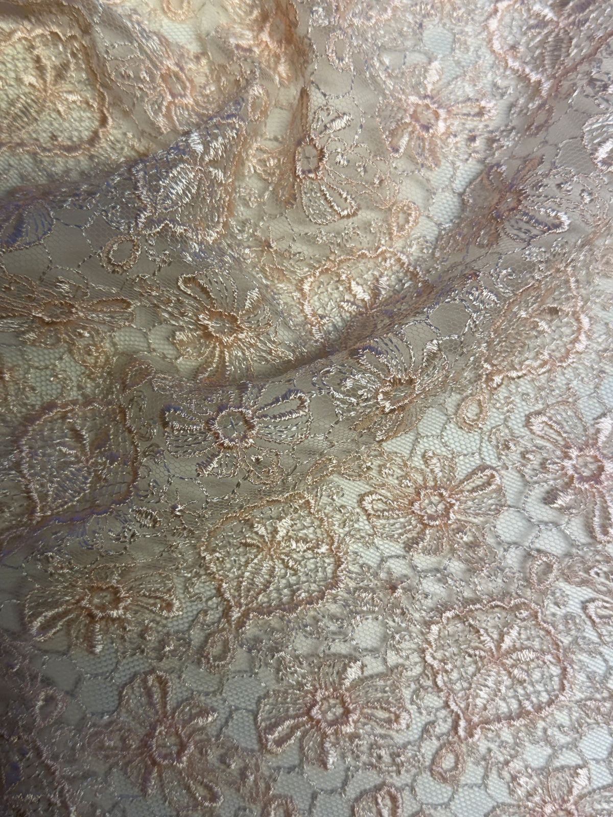 Dentelle brodée rose coquillage - EB5010