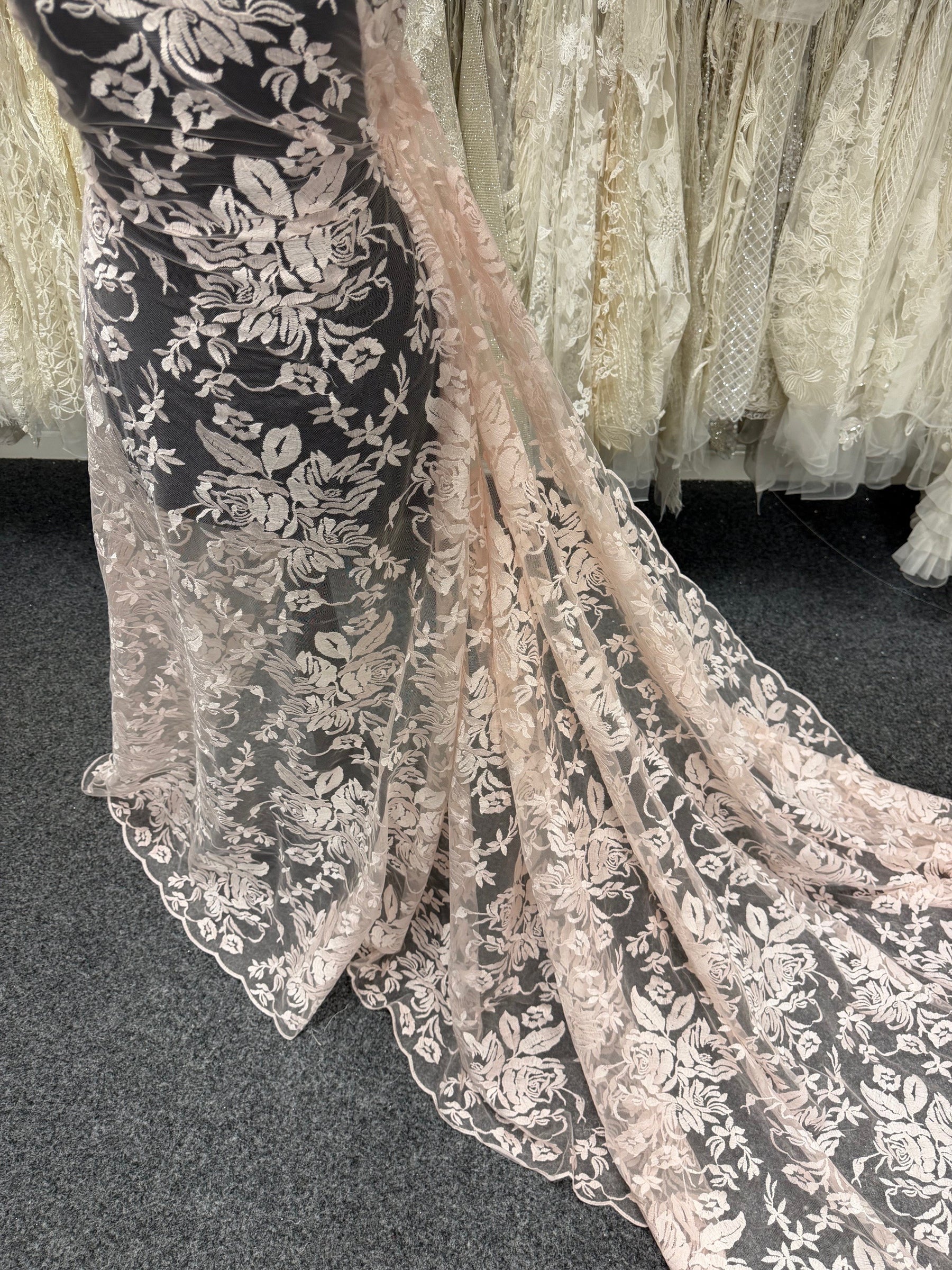 Dentelle brodée rose pâle – EB5018