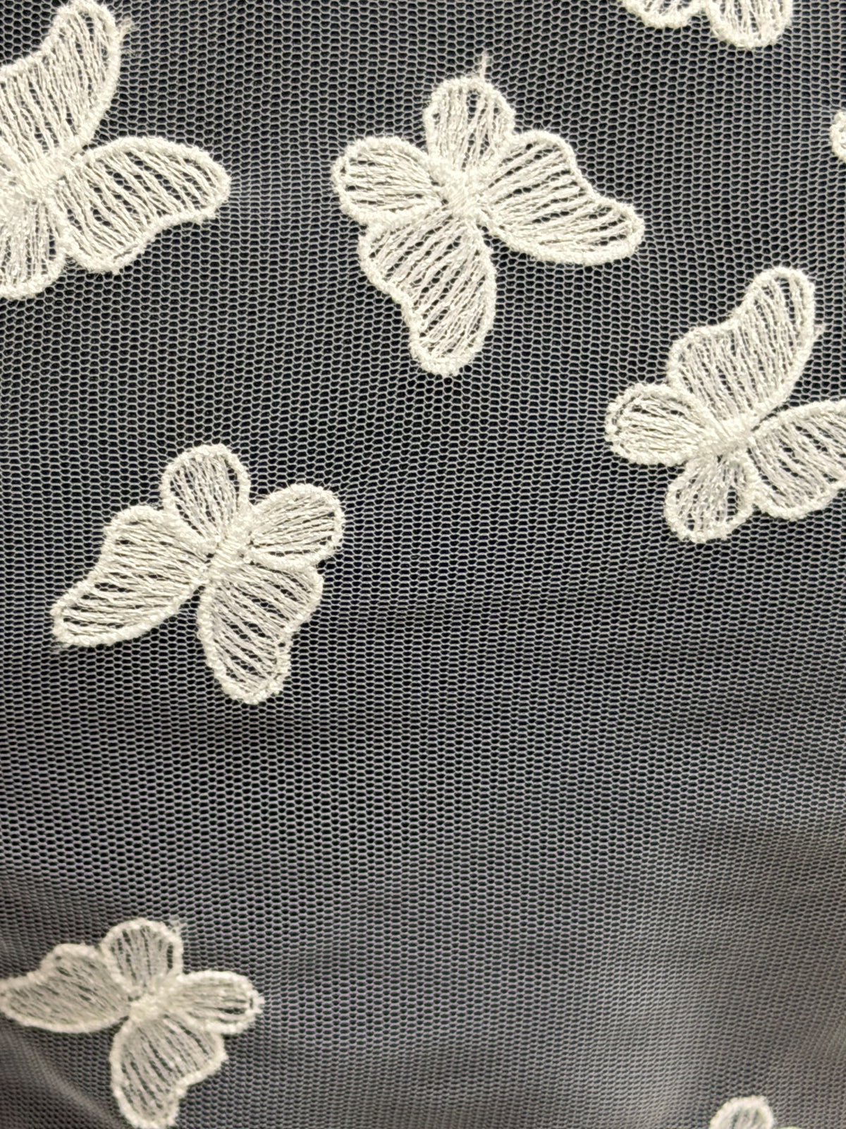 Dentelle Blanche Brodé Papillon – EU5001