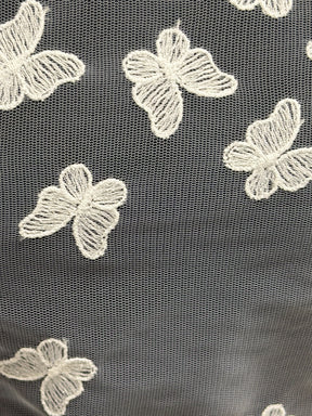 Dentelle Blanche Brodé Papillon – EU5001