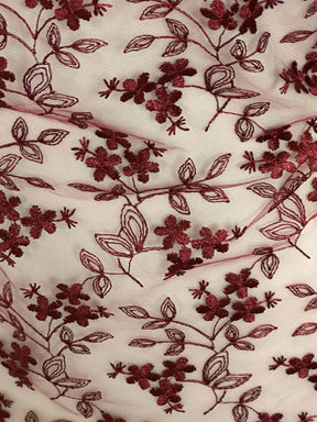Wine Embroidered Lace - P625