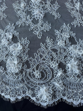 Ivory 3D Corded Raschel Lace - Clarke