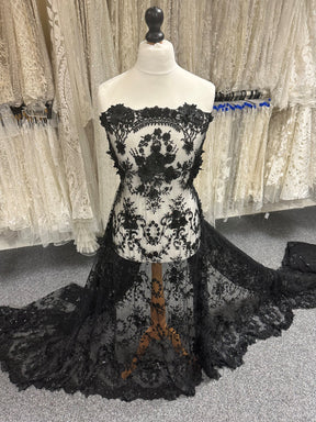 Dentelle perlée noire - Audumi
