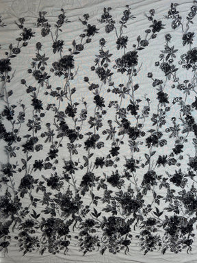 Dentelle brodée noire et argentée - Aretha