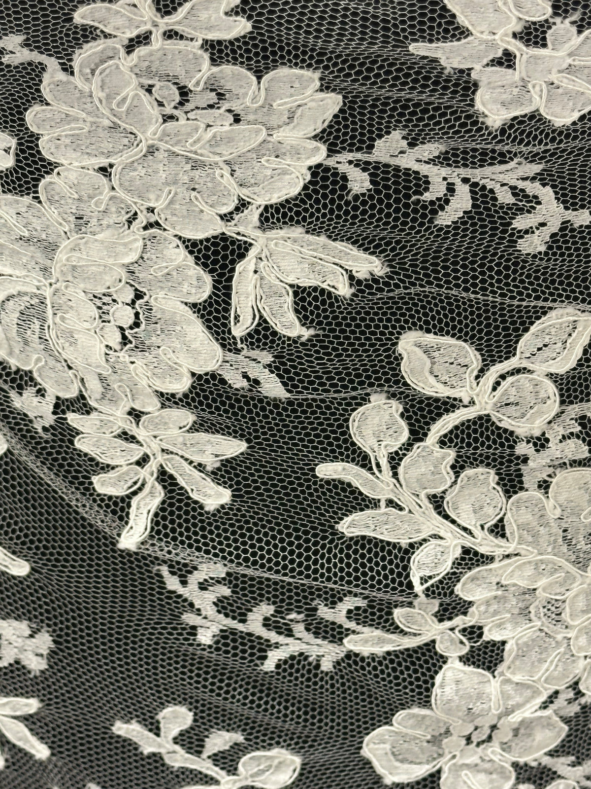 Dentelle Chantilly ivoire à cordons - Rio