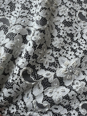 Dentelle ivoire perlée et cordée - Autriche