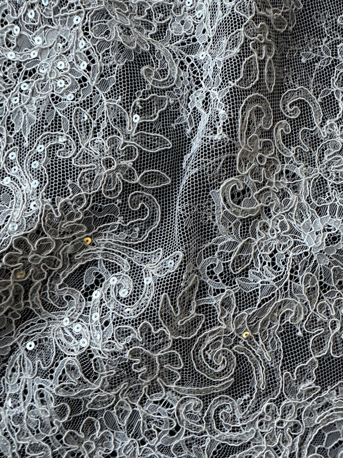 Dentelle ivoire à cordons et paillettes - Muffin