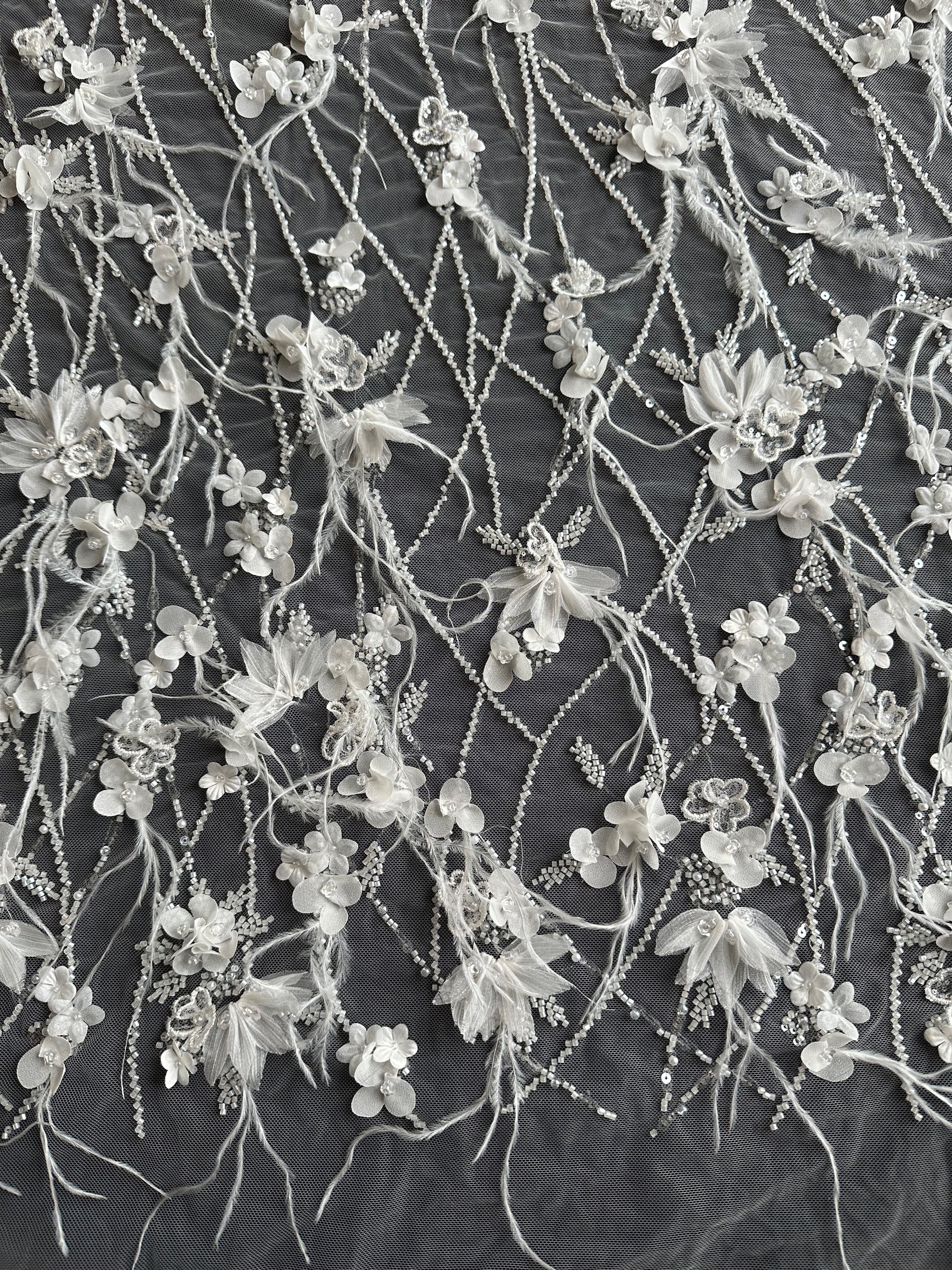 Dentelle de plumes ivoire - Zuly