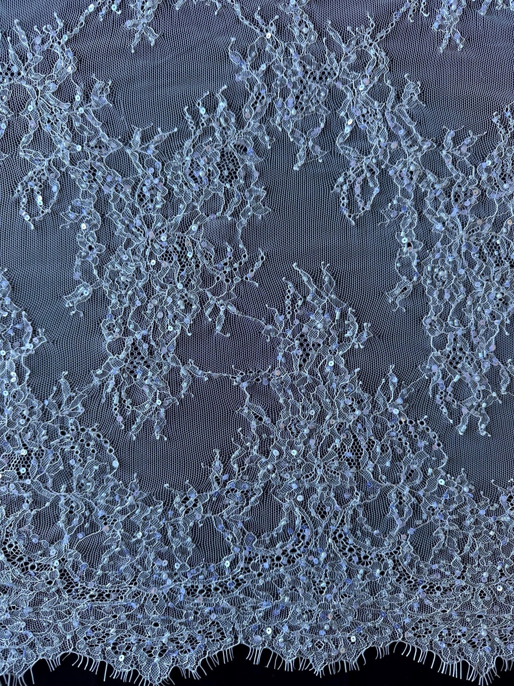 Dentelle Raschel perlée à la main ivoire - Annamarie