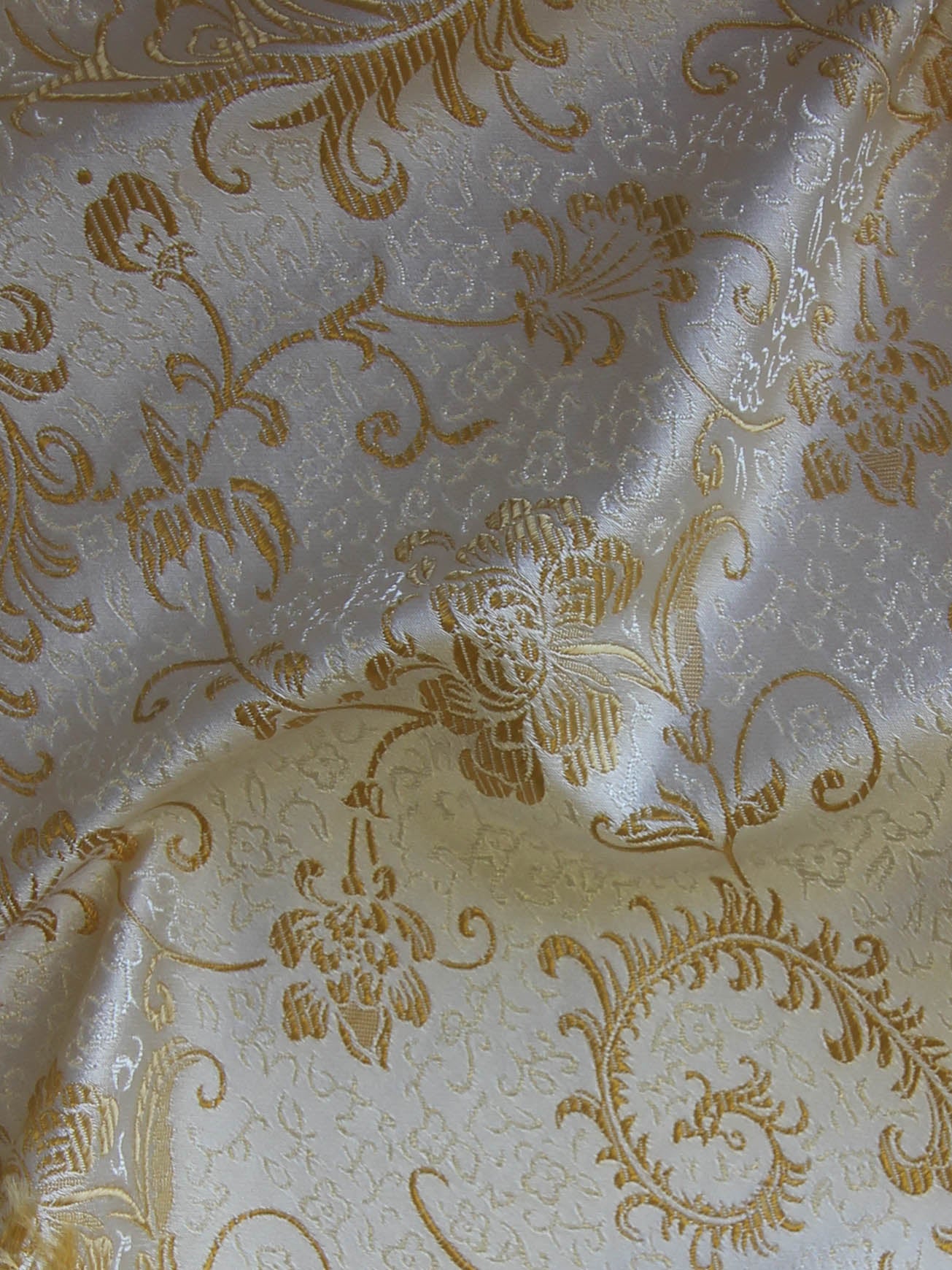 Tissu Jacquard Ivoire et Or - Malaga