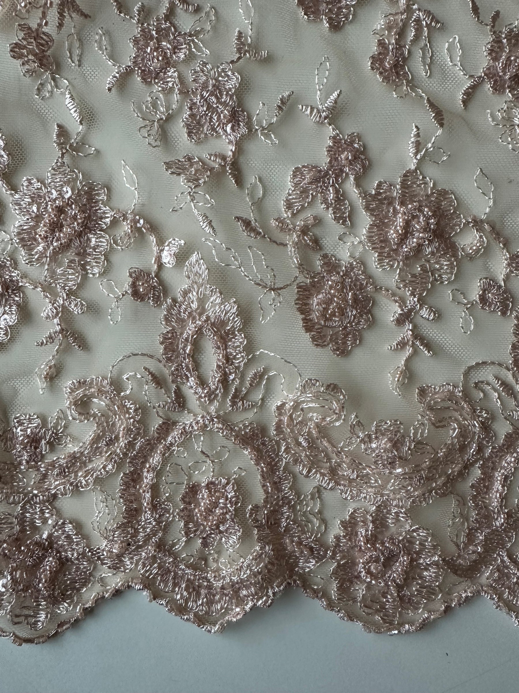 Dentelle à paillettes moka - Sienne (CF) 