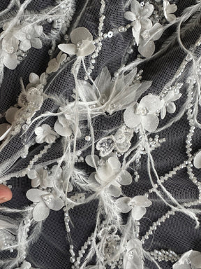 Dentelle de plumes ivoire - Zuly