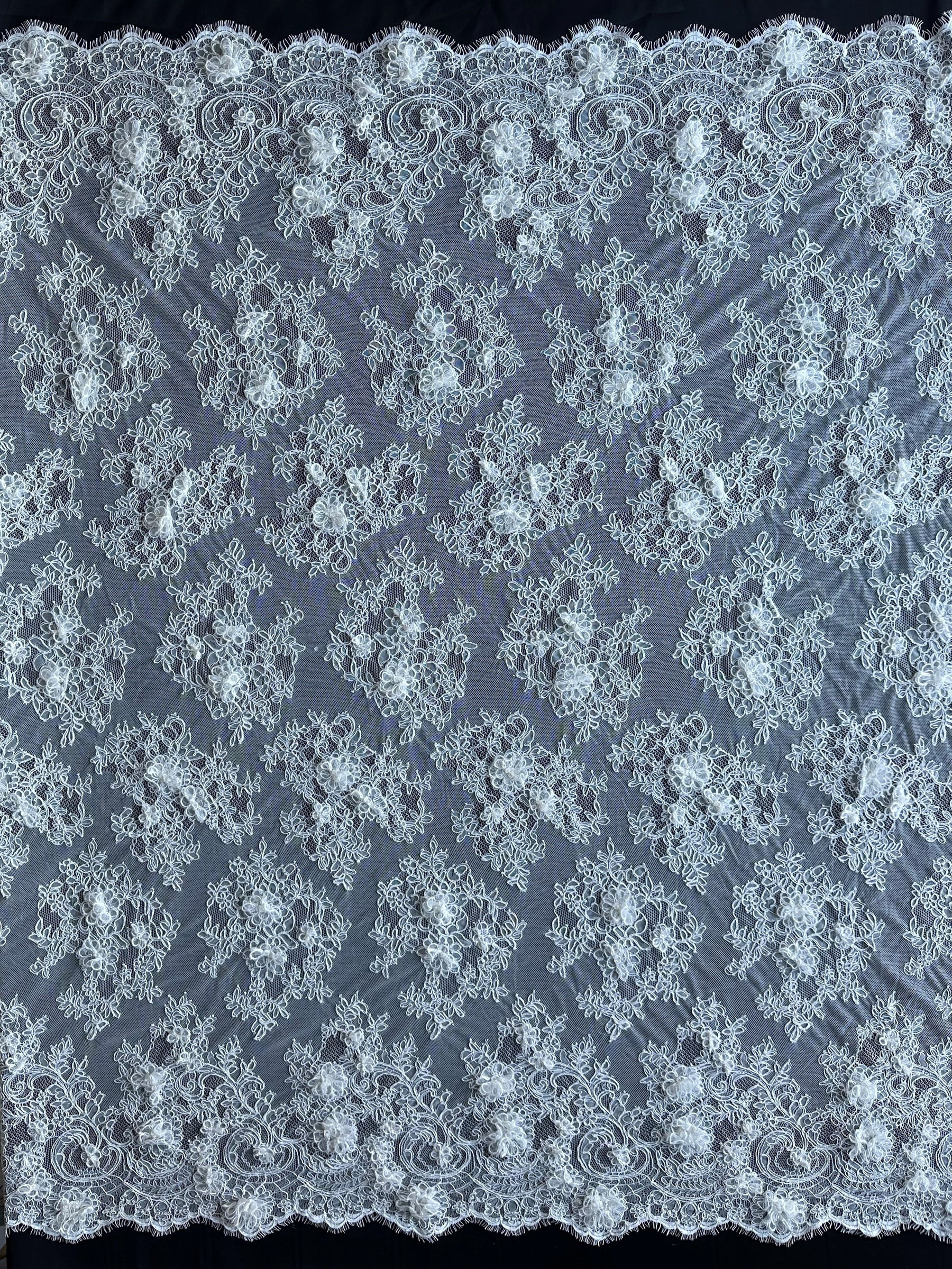 Ivory 3D Corded Raschel Lace - Clarke