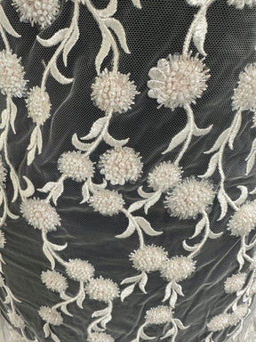 Dentelle brodée ivoire et rose - Zillah