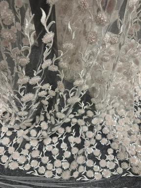 Dentelle brodée ivoire et rose - Zillah