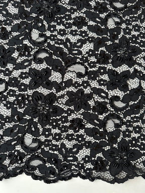 Dentelle noire perlée et cordée - Annabel (CF)