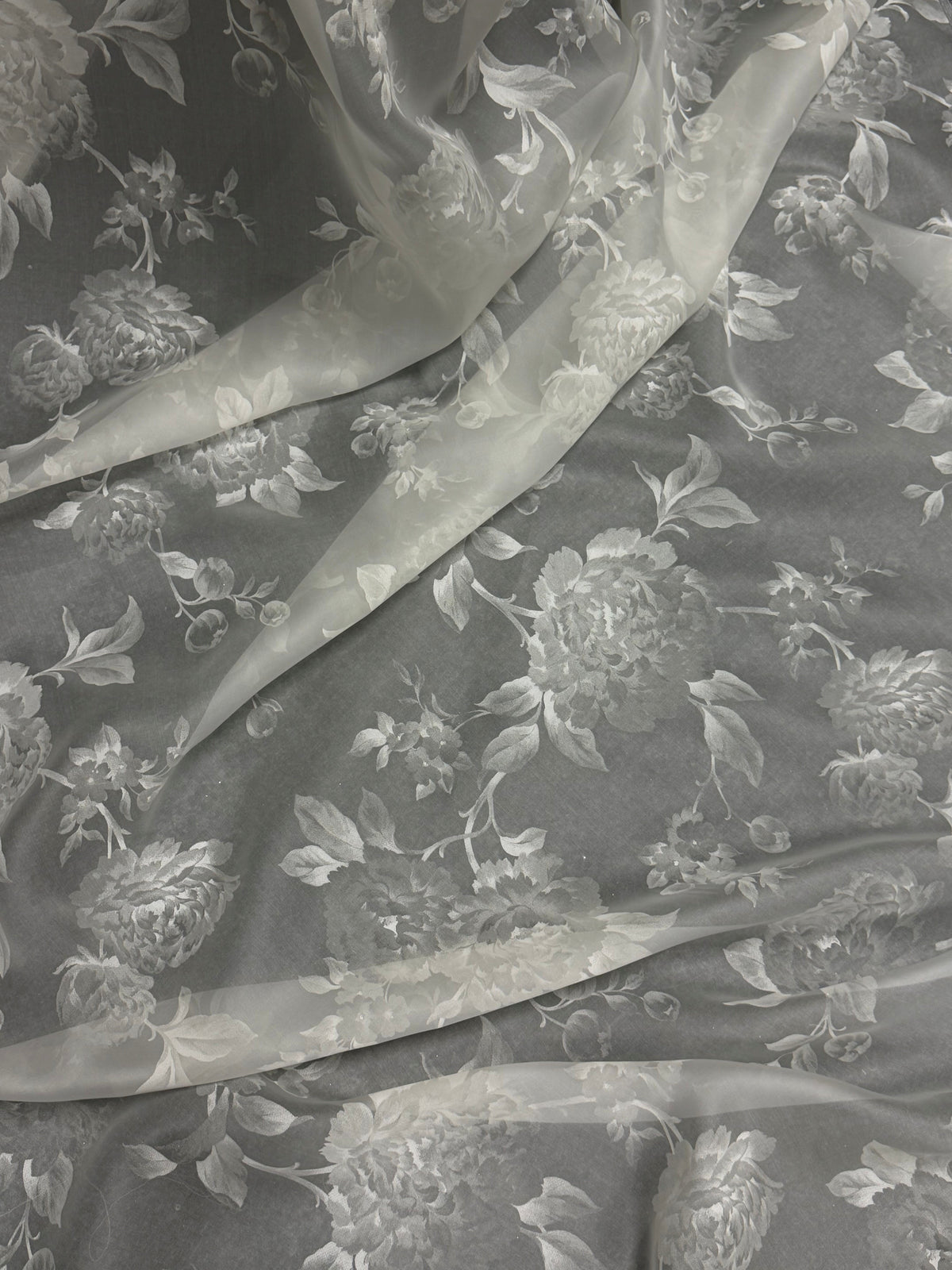 Organza satin imprimé ivoire - Ari