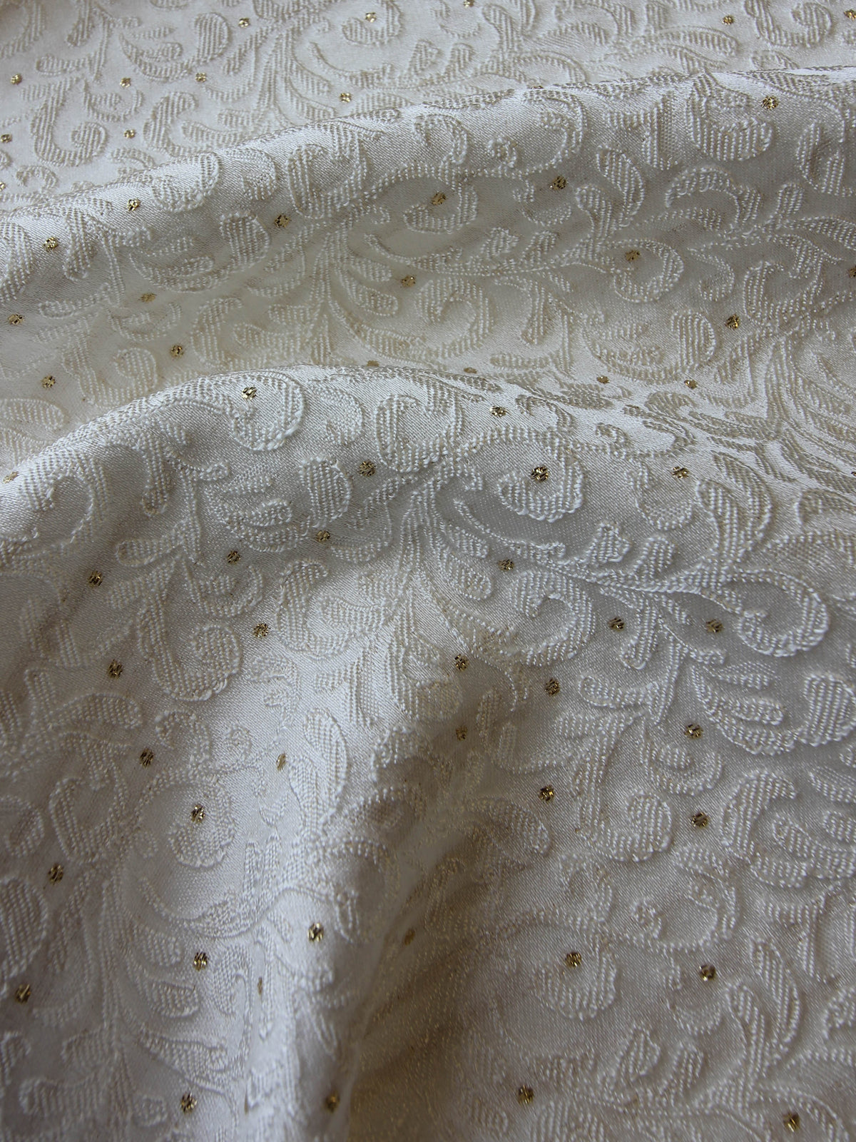 Brocart Jacquard Ivoire à pois dorés - Imagine
