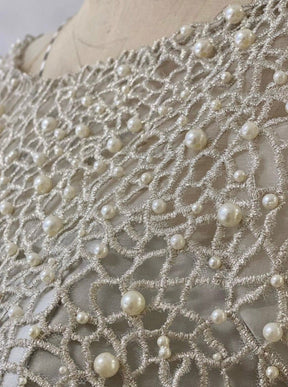 Dentelle Broderie Perlée Ivoire - Lila
