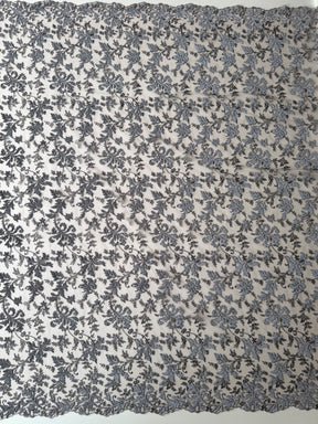 Dentelle brodée en velours gris - Madina