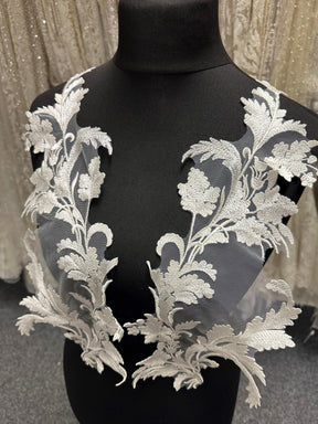 Appliques en dentelle brodée ivoire - MT8009