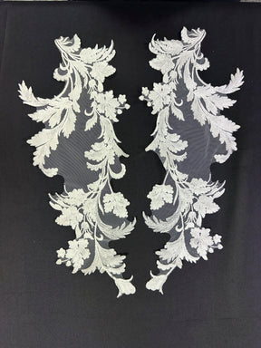 Appliques en dentelle brodée ivoire - MT8009