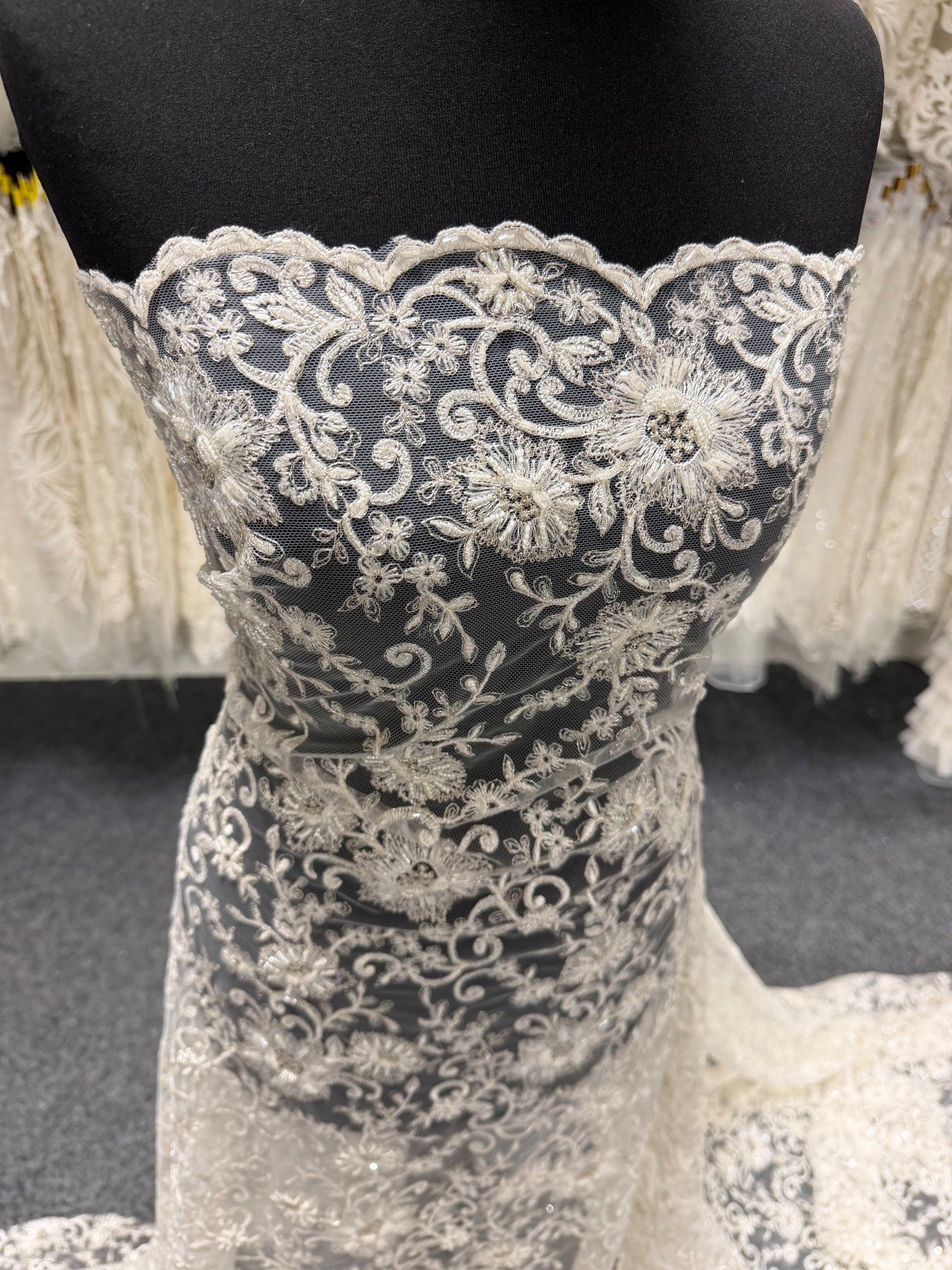 Dentelle perlée ivoire - P992