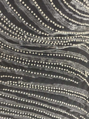 Tulle brodé de perles ivoire - EB1028