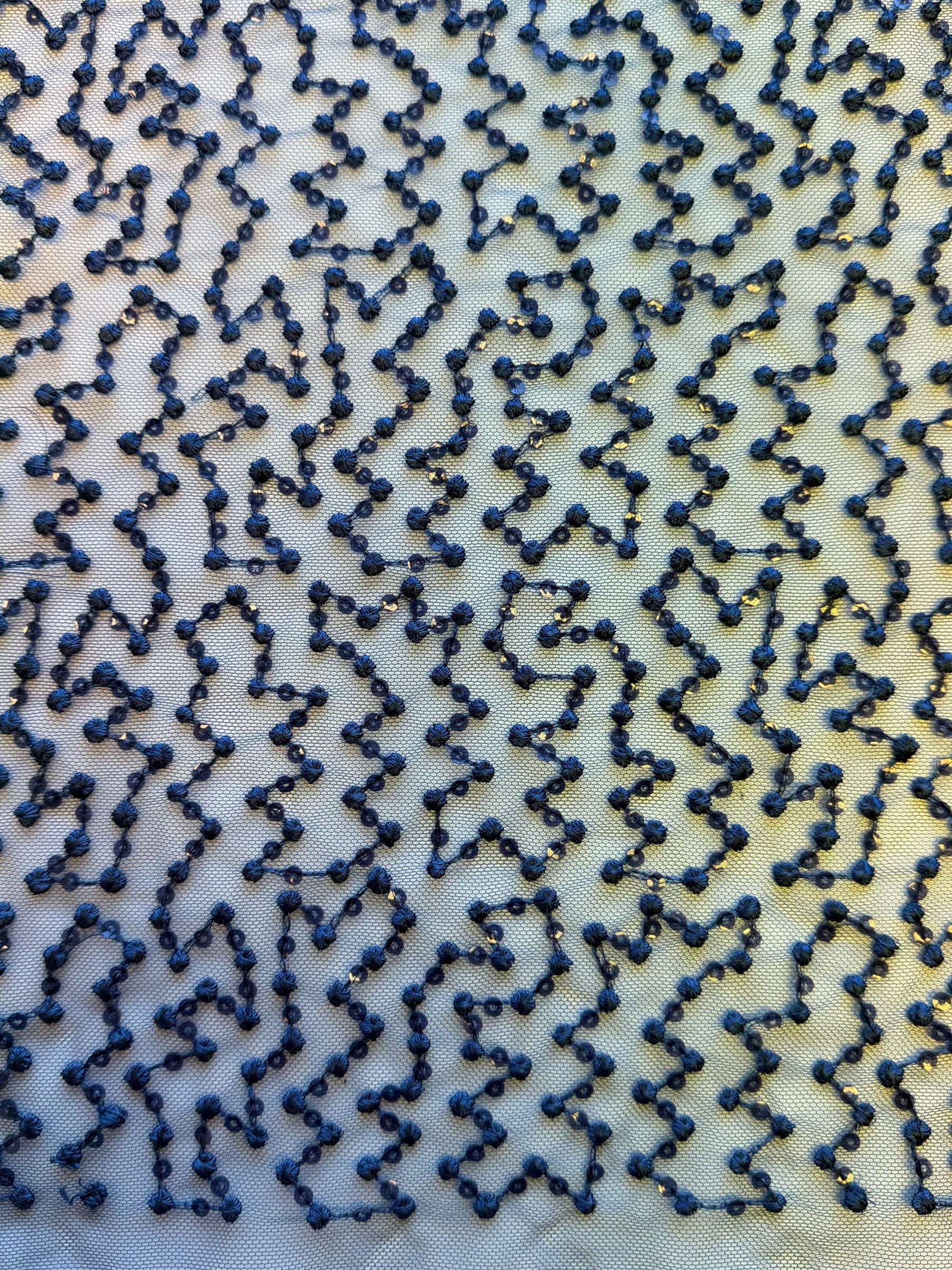 Dentelle brodée de sequins bleu marine - EB3029